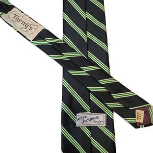 Pierre Jacques New York Navy Green Striped Tarney's Polyester Men's Necktie